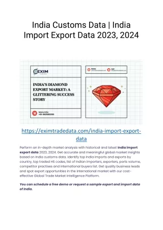 India Customs Data | India Import Export Data 2023, 2024