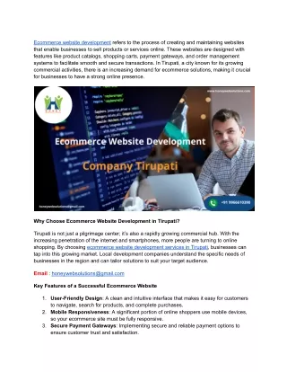 Ecommerce Website Development Services in Tirupati