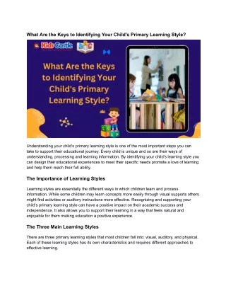 What Are the Keys to Identifying Your Child's Primary Learning Style