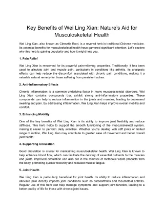 Key Benefits of Wei Ling Xian_ Nature’s Aid for Musculoskeletal Health