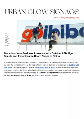 Enhancing Business Visibility with Outdoor LED Sign Boards and Name Boards in Noida