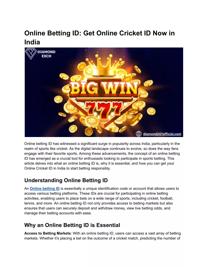 online betting id get online cricket