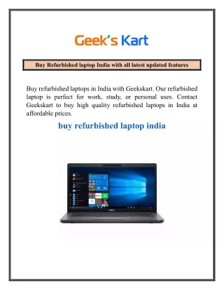 Buy Refurbished laptop India with all latest updated features