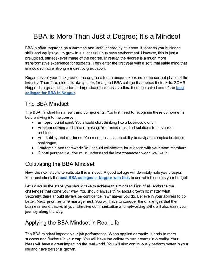 bba is more than just a degree it s a mindset