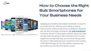 How to Choose the Right Bulk Smartphones for Your Business Needs