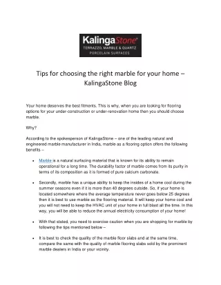 Tips for choosing the right marble for your home – KalingaStone Blog