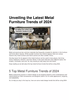 Unveiling the Latest Metal Furniture Trends of 2021