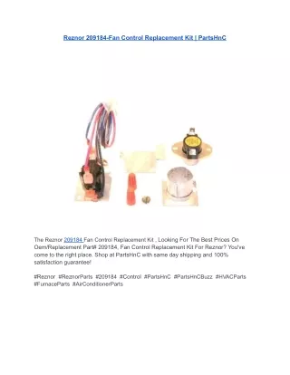 Reznor 209184-Fan Control Replacement Kit _ PartsHnC