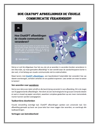 Hoe ChatGPT afbeeldingen de visuele communicatie veranderen?