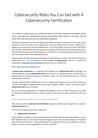 Cybersecurity Roles You Can Get with A Cybersecurity Certification