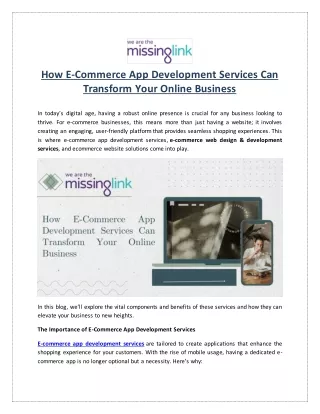 How E-Commerce App Development Services Can Transform Your Online Business