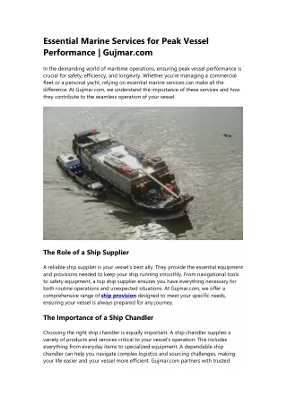 essential marine services for peak vessel