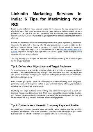 LinkedIn Marketing Services in India_ 6 Tips for Maximizing Your ROI