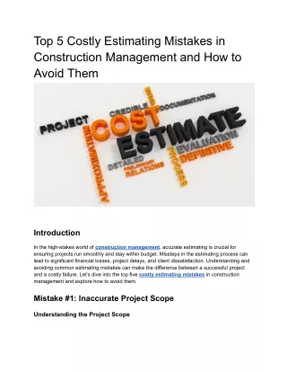Top 5 Costly Estimating Mistakes in Construction Management and How to Avoid Them