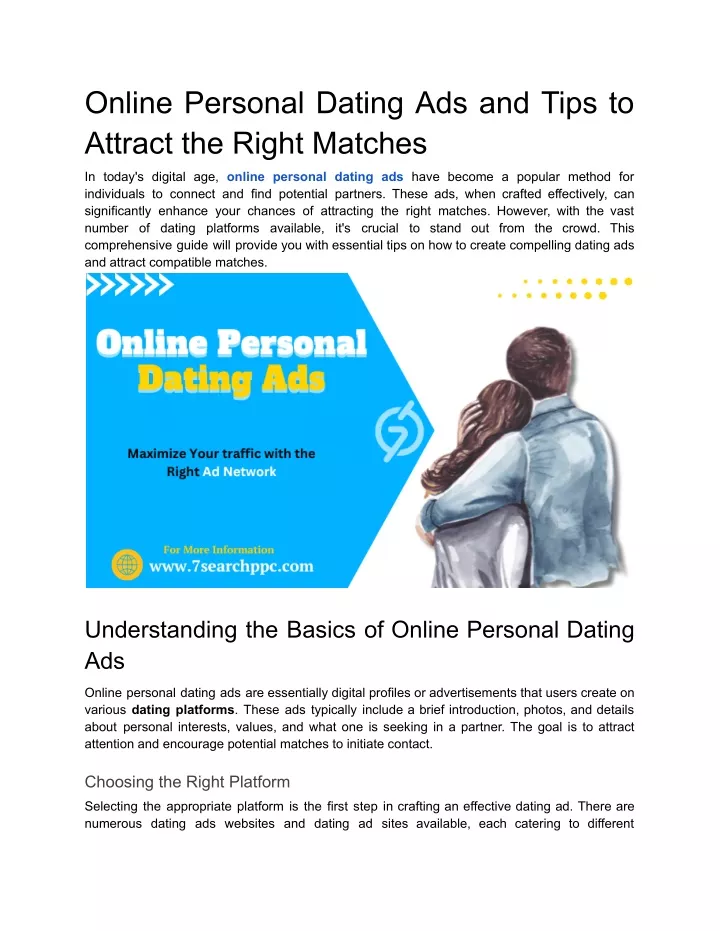 online personal dating ads and tips to attract