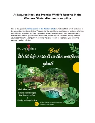 At Natures Nest, the Premier Wildlife Resorts in the Western Ghats, discover tranquility (1)