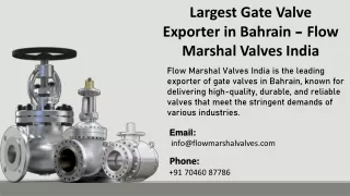 Largest Gate Valve Exporter in Bahrain - Flow Marshal Valves India