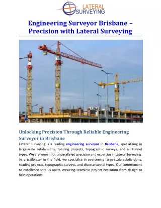 Engineering Surveyor Brisbane – Precision with Lateral Surveying