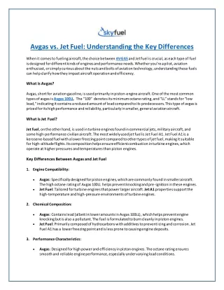 Avgas vs. Jet Fuel_Understanding the Key Differences