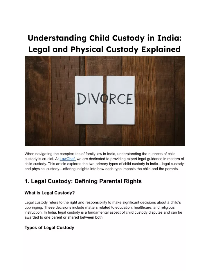 understanding child custody in india legal