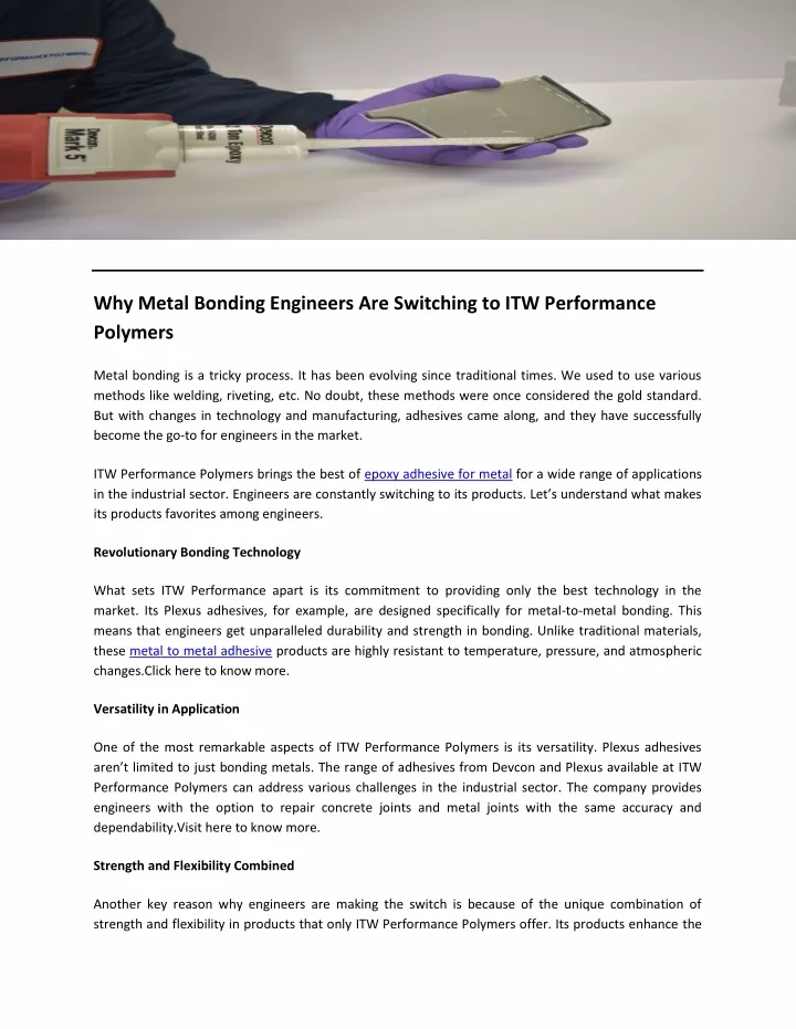 why metal bonding engineers are switching