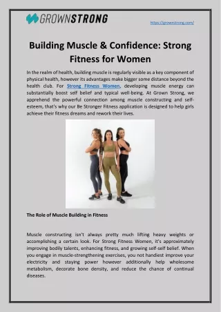 Building Muscle & Confidence: Strong Fitness for Women