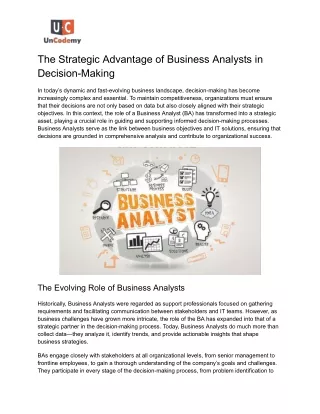 The Strategic Advantage of Business Analysts in Decision-Making