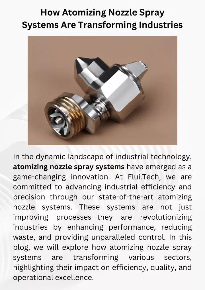 how atomizing nozzle spray systems