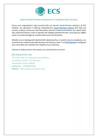 expert cloud forensics solutions for complete