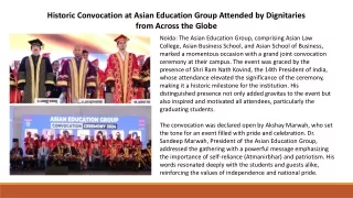 Historic Convocation at Asian Education Group Attended by Dignitaries from Across the Globe