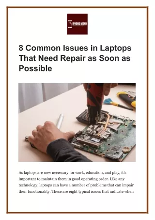 8 Common Issues in Laptops That Need Repair as Soon as Possible