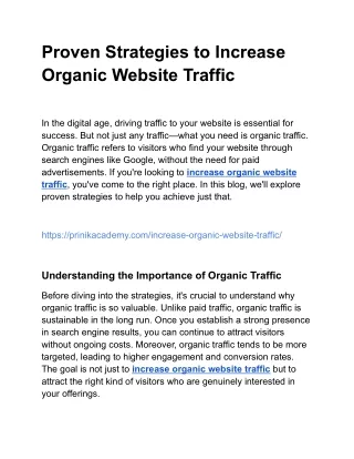proven strategies to increase organic website