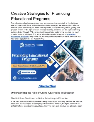 creative strategies for promoting educational