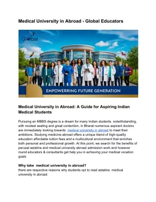 Medical University in Abroad - Global Educators