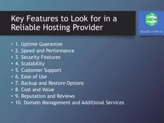 Key Features to Look for in a Reliable Hosting Provider