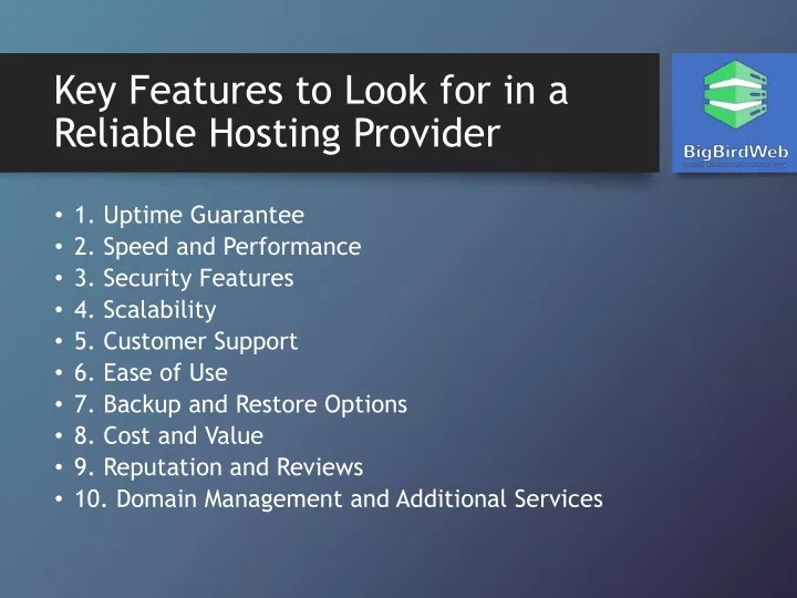 key features to look for in a reliable hosting