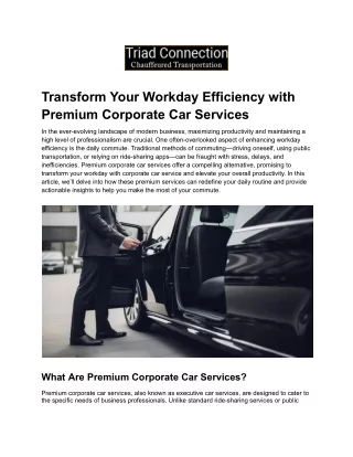 Maximize Productivity: The Advantages of Corporate Car Services