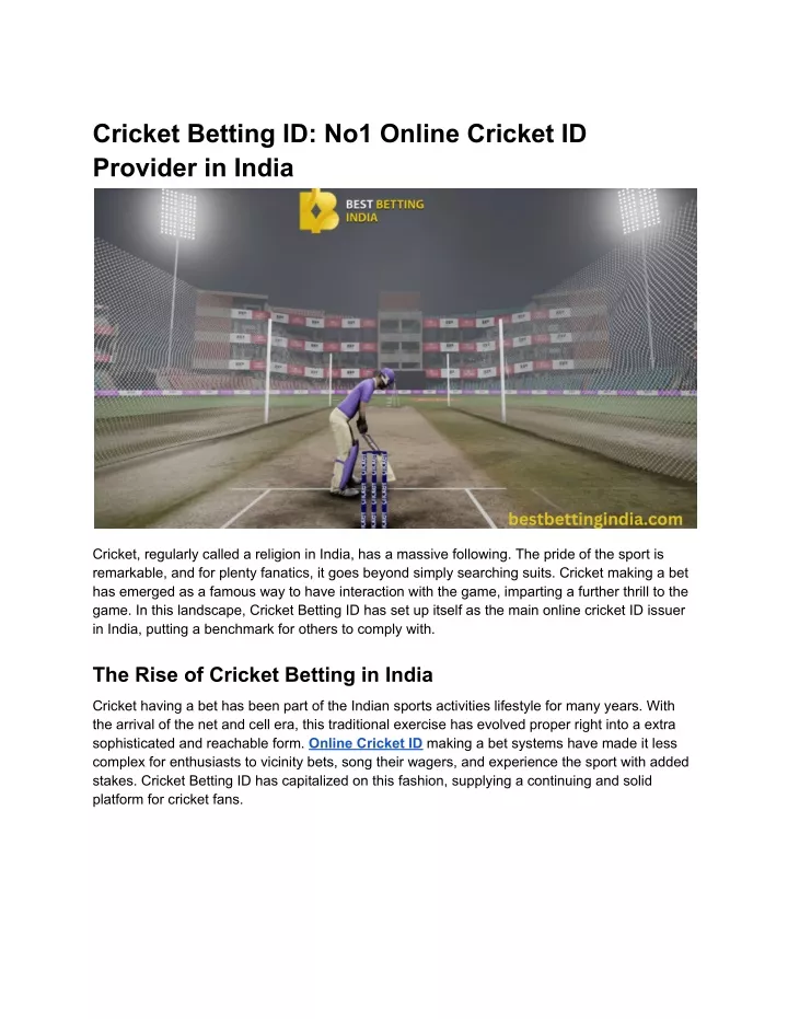 cricket betting id no1 online cricket id provider