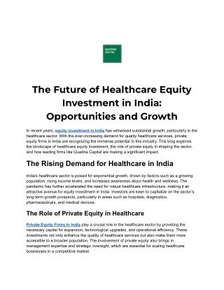 The Future of Healthcare Equity Investment in India_ Opportunities and Growth