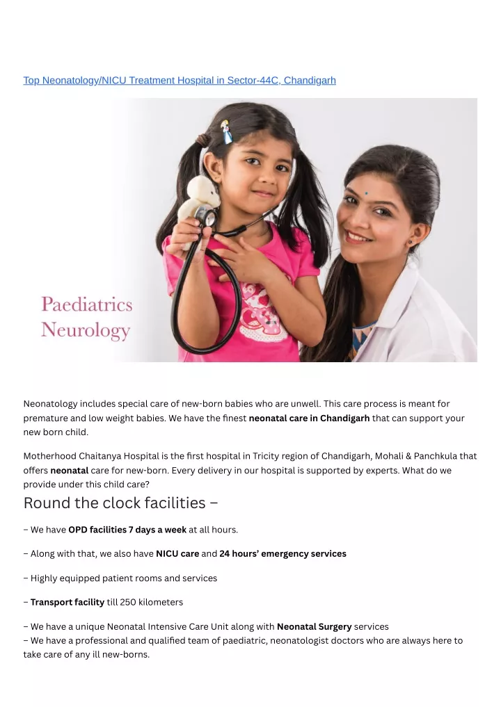 top neonatology nicu treatment hospital in sector