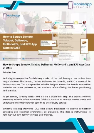 How to Scrape Zomato, Talabat, Deliveroo, McDonald's, and KFC App Data in UAE