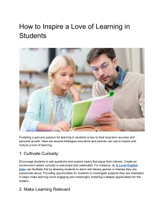 How to Inspire a Love of Learning in Students