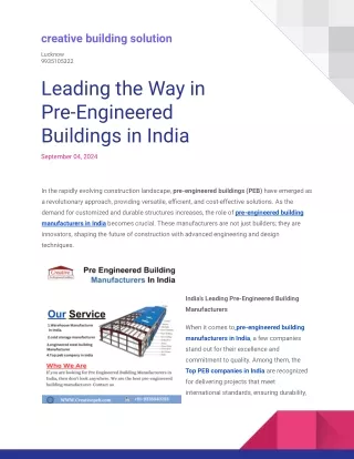 pre engineered building manufacturers in india