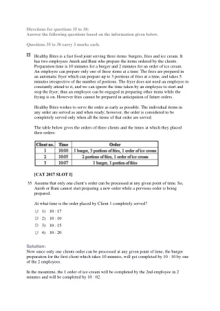 directions for questions 35 to 38 answer