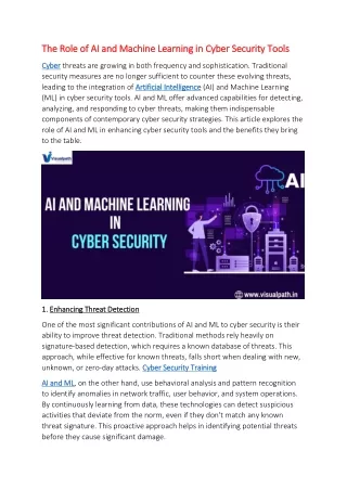 the role of ai and machine learning in cyber