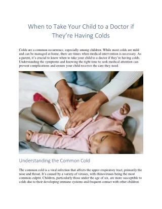 When to Take Your Child to a Doctor if They’re Having Colds