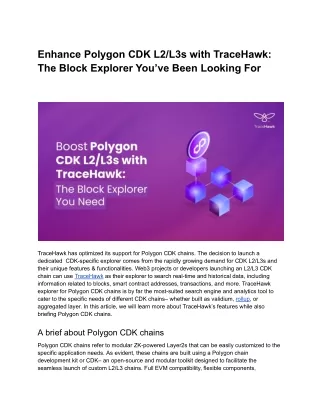 Enhance Polygon CDK L2_L3s with TraceHawk_ The Block Explorer You’ve Been Looking For