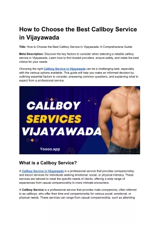 how to choose the best callboy service