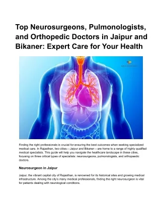 Top Neurosurgeons, Pulmonologists, and Orthopedic Doctors in Jaipur and Bikaner_ Expert Care for Your Health