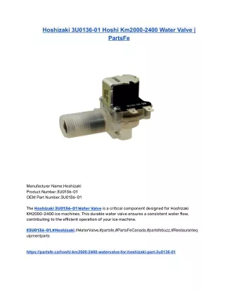 Hoshizaki 3U0136-01 Hoshi Km2000-2400 Water Valve _ PartsFe